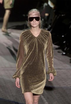 Gucci x Tom Ford Fall 2000 RUNWAY Gold Lame MINI Dress