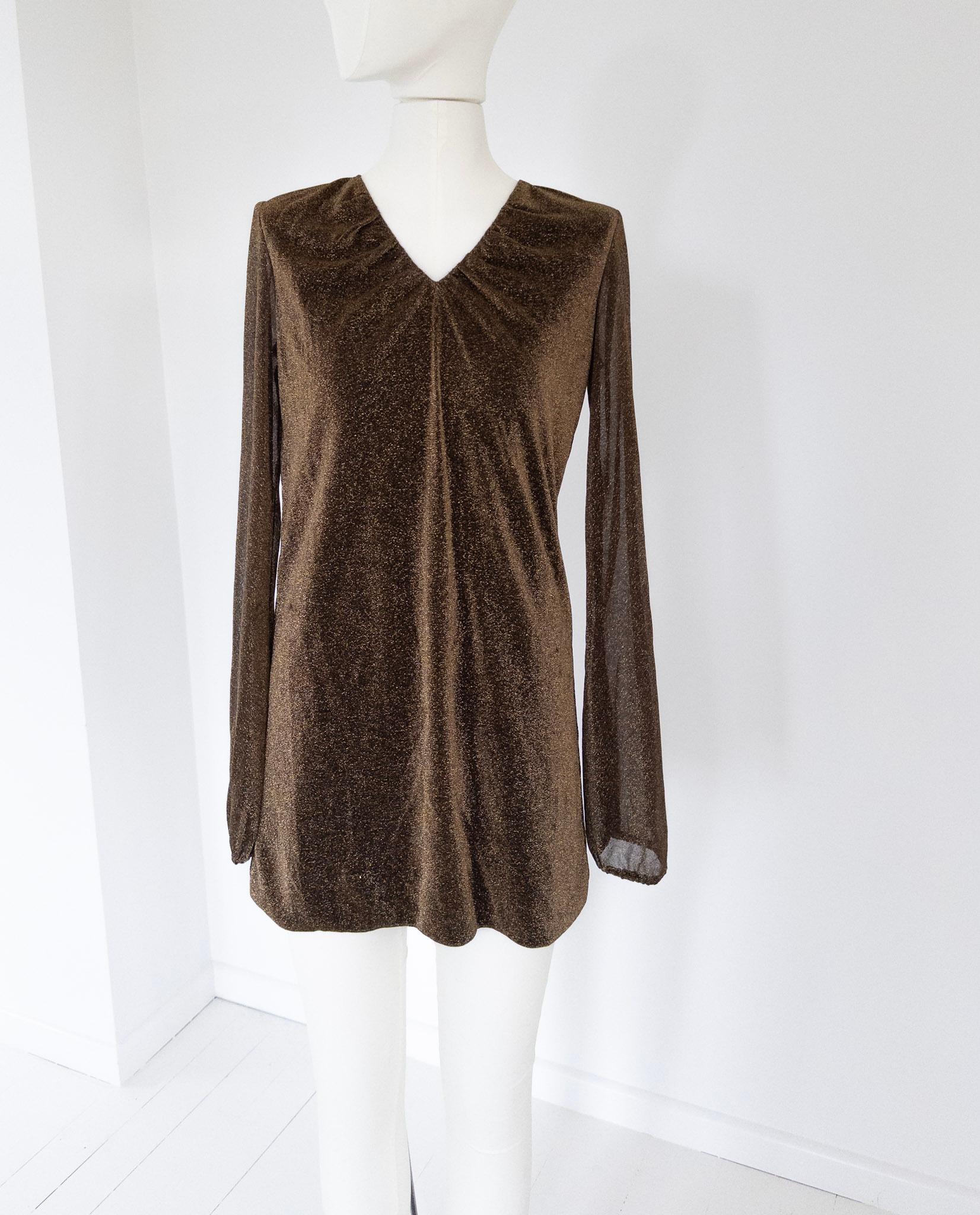 Black Gucci x Tom Ford Fall 2000 RUNWAY Gold Lame MINI Dress For Sale
