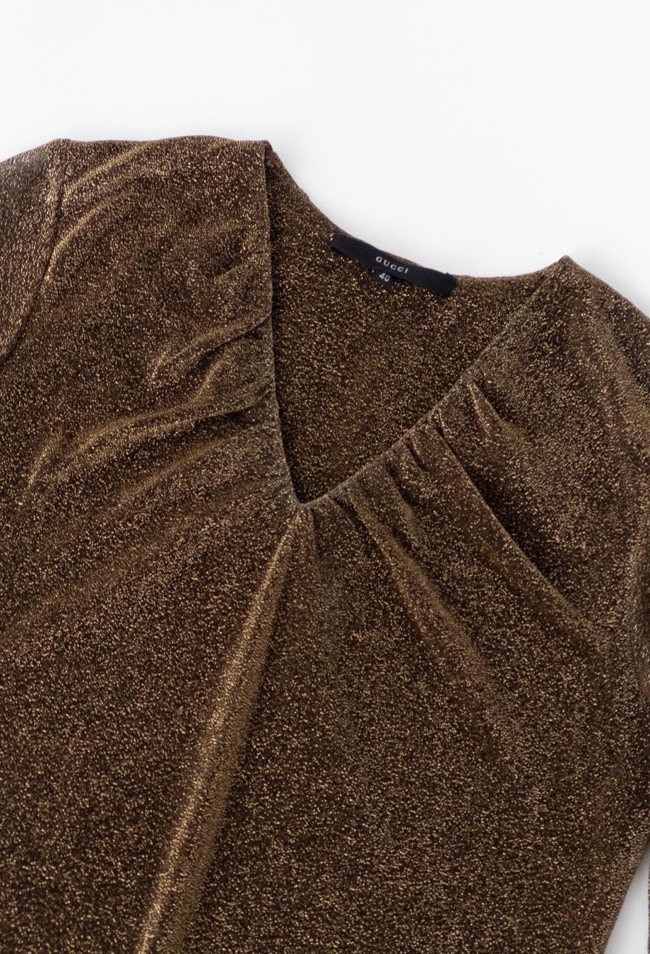 Women's or Men's Gucci x Tom Ford Fall 2000 RUNWAY Gold Lame MINI Dress For Sale