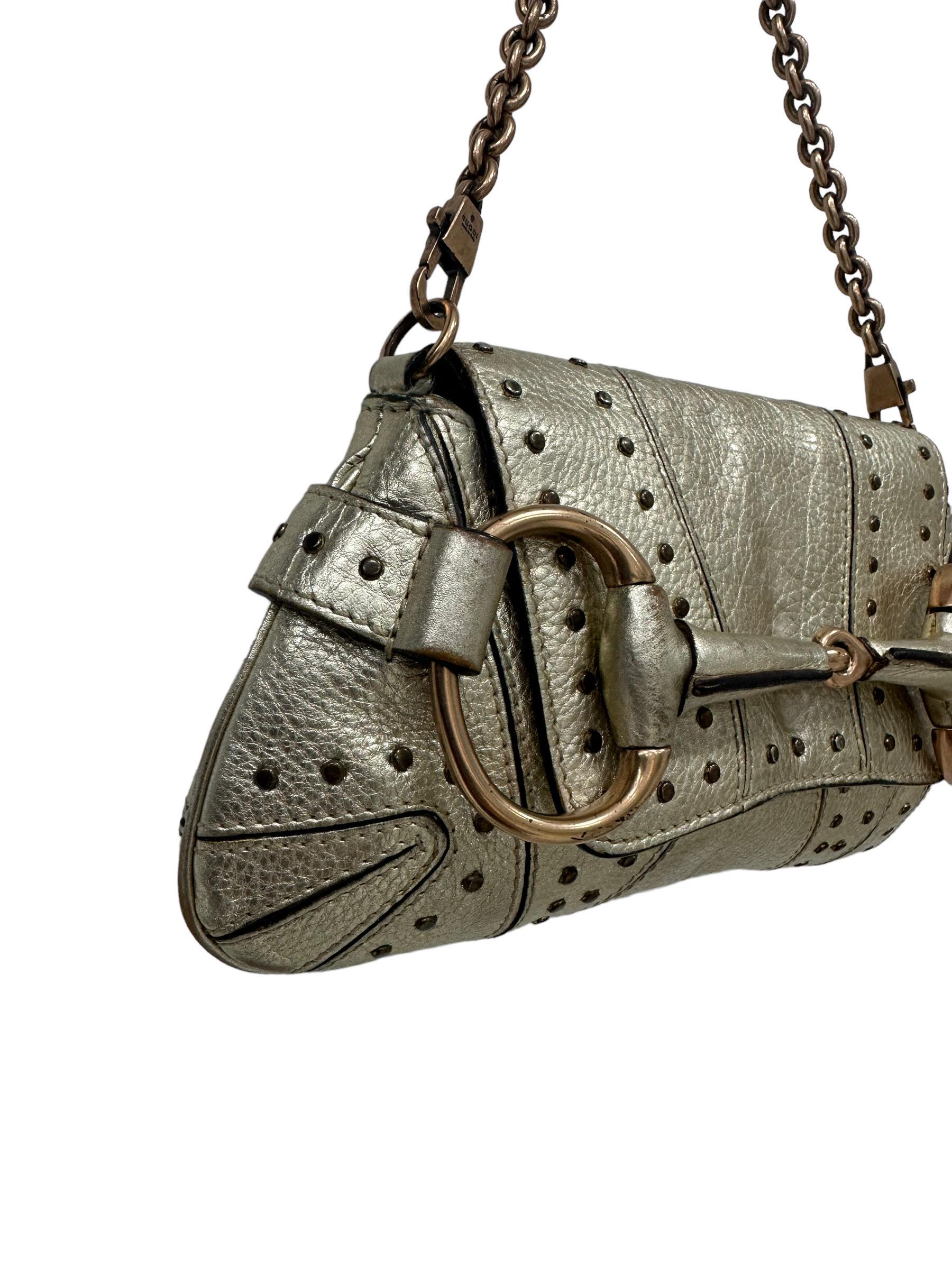 Gucci x Tom Ford - Mini sac à poignée en cuir doré avec mors de cheval  Bon état - En vente à Torre Del Greco, IT