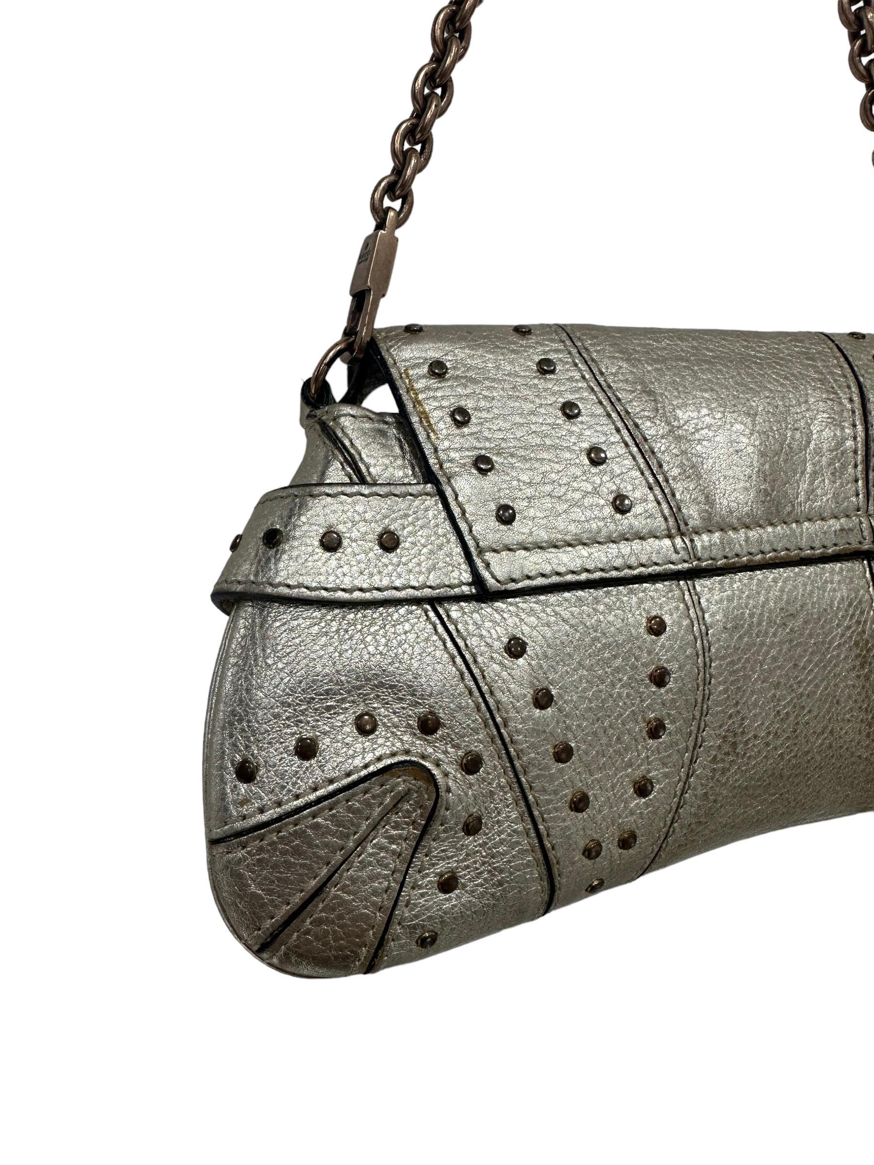 Gucci x Tom Ford - Mini sac à poignée en cuir doré avec mors de cheval  en vente 3