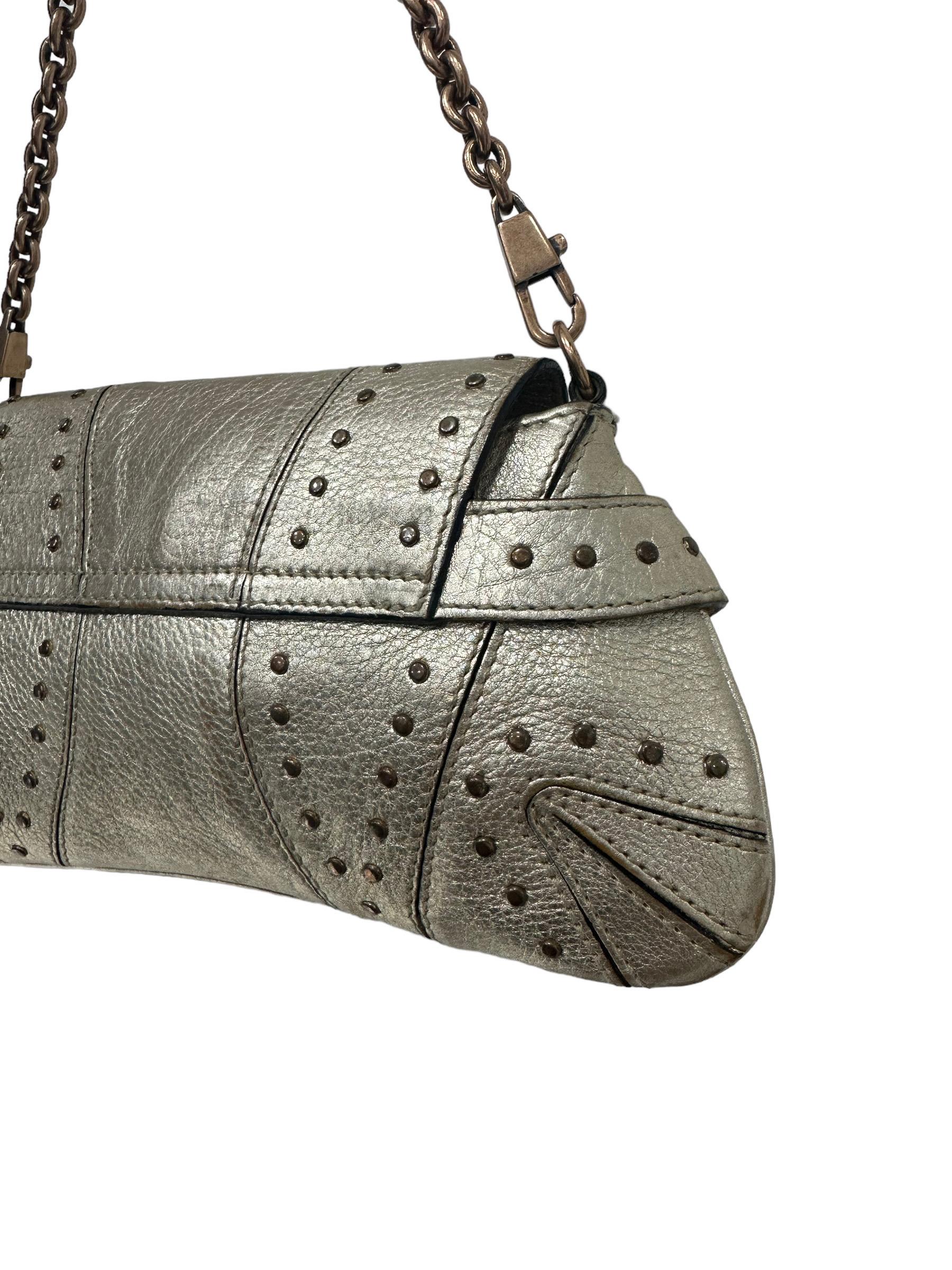 Gucci x Tom Ford - Mini sac à poignée en cuir doré avec mors de cheval  en vente 4