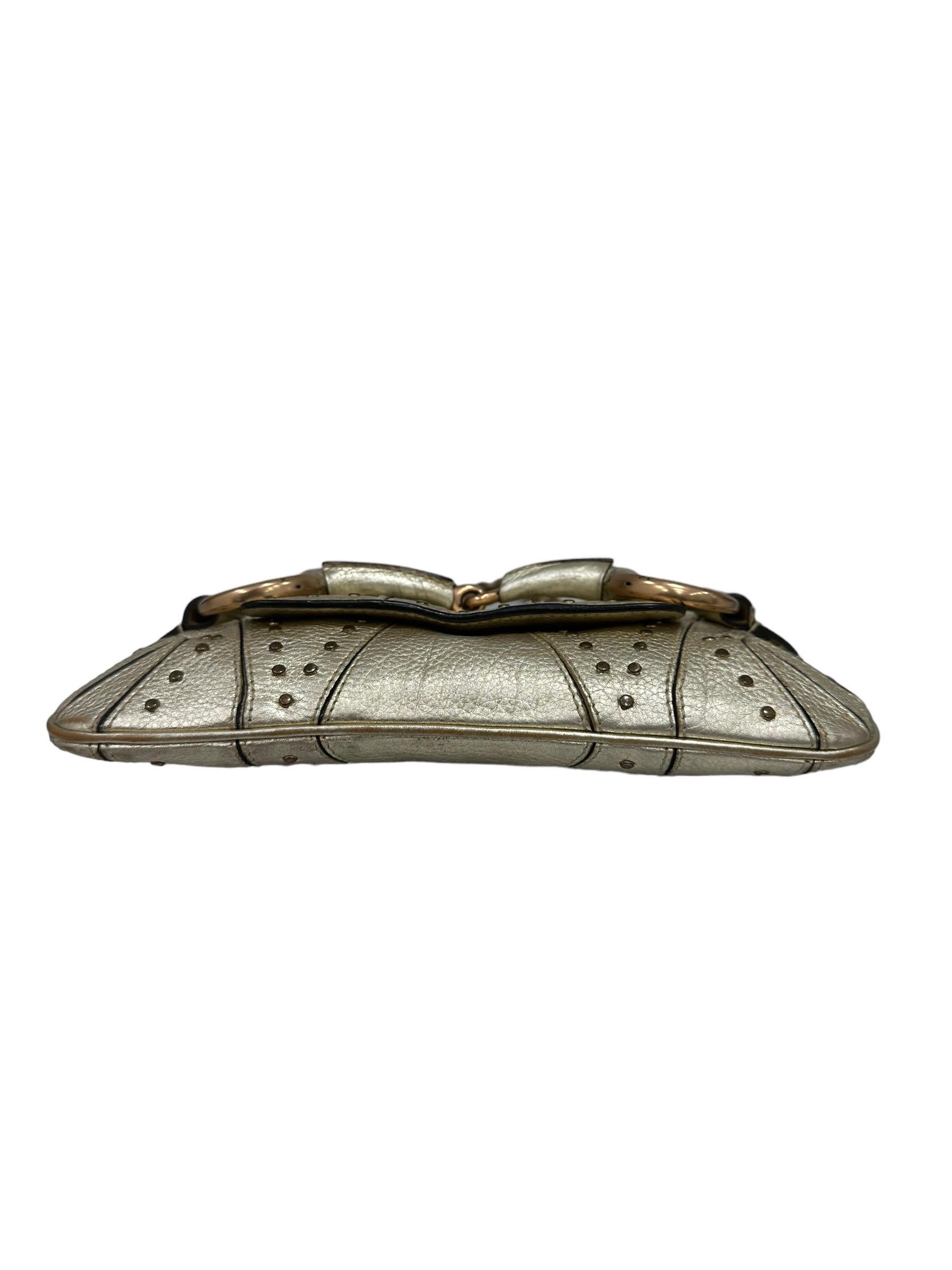 Gucci x Tom Ford Mini Horsebit Gold Leather Top Handle Bag For Sale 3