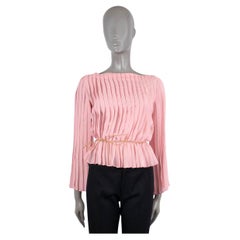 GUCCI x TOM FORD pink silk PLEATED BELTED Blouse Shirt 40 S
