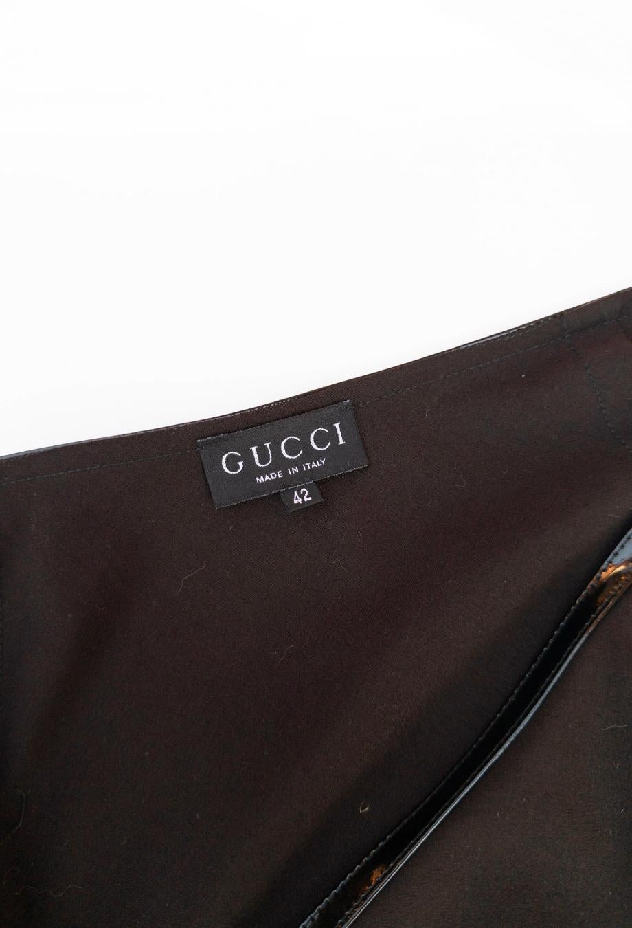 Gucci x Tom Ford Runway F/W 1997 Wrap Brown Skirt Bella Hadid Sz IT42 For Sale 3