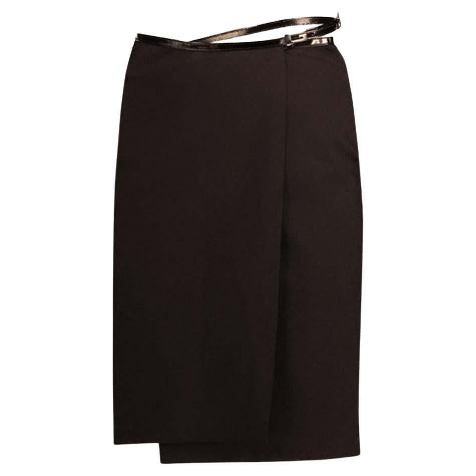 Gucci x Tom Ford Runway F/W 1997 Wrap Brown Skirt Bella Hadid Sz IT42 For Sale