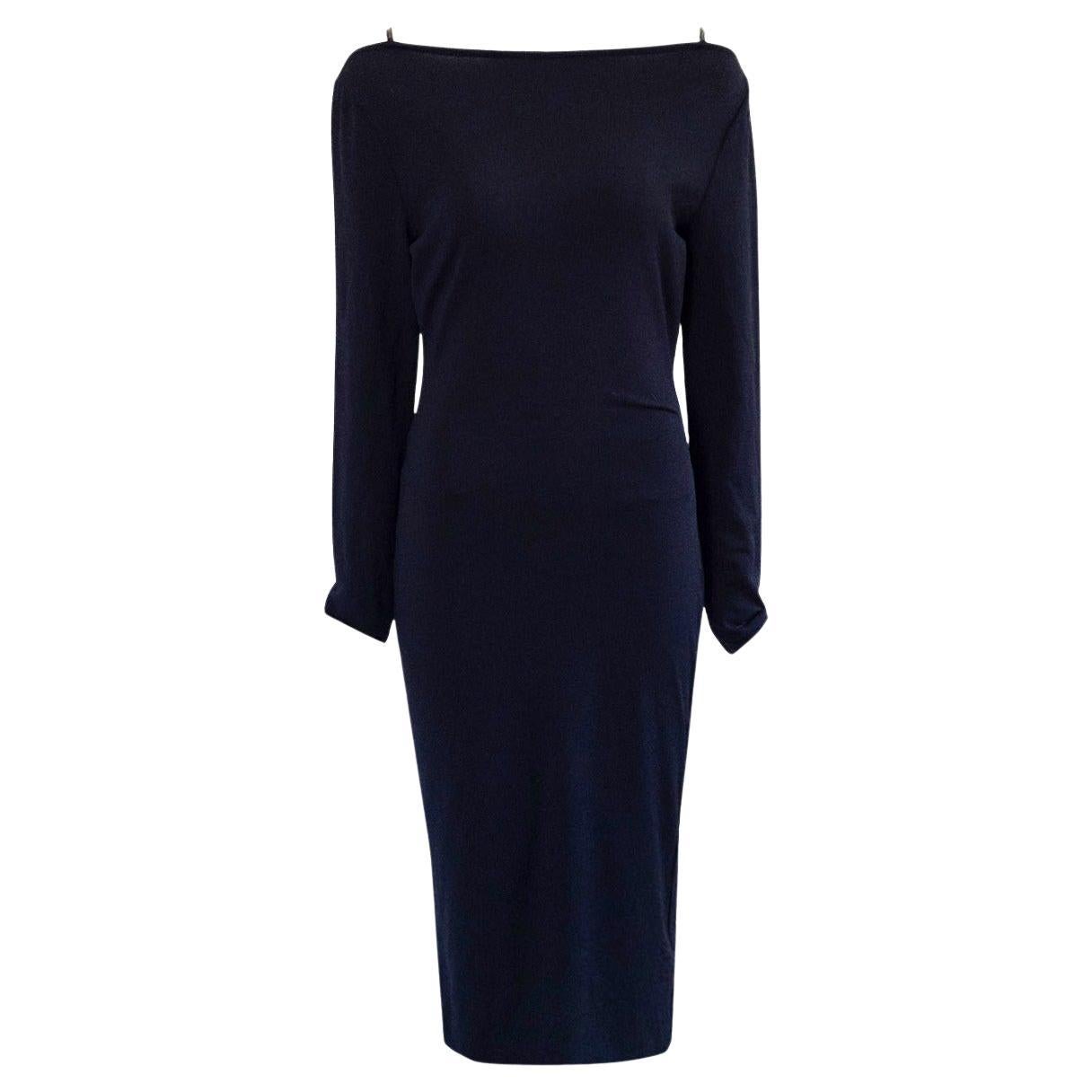 Gucci x Tom Ford S/S 1998 RUNWAY Robe en tricot marine avec lanières en cuir