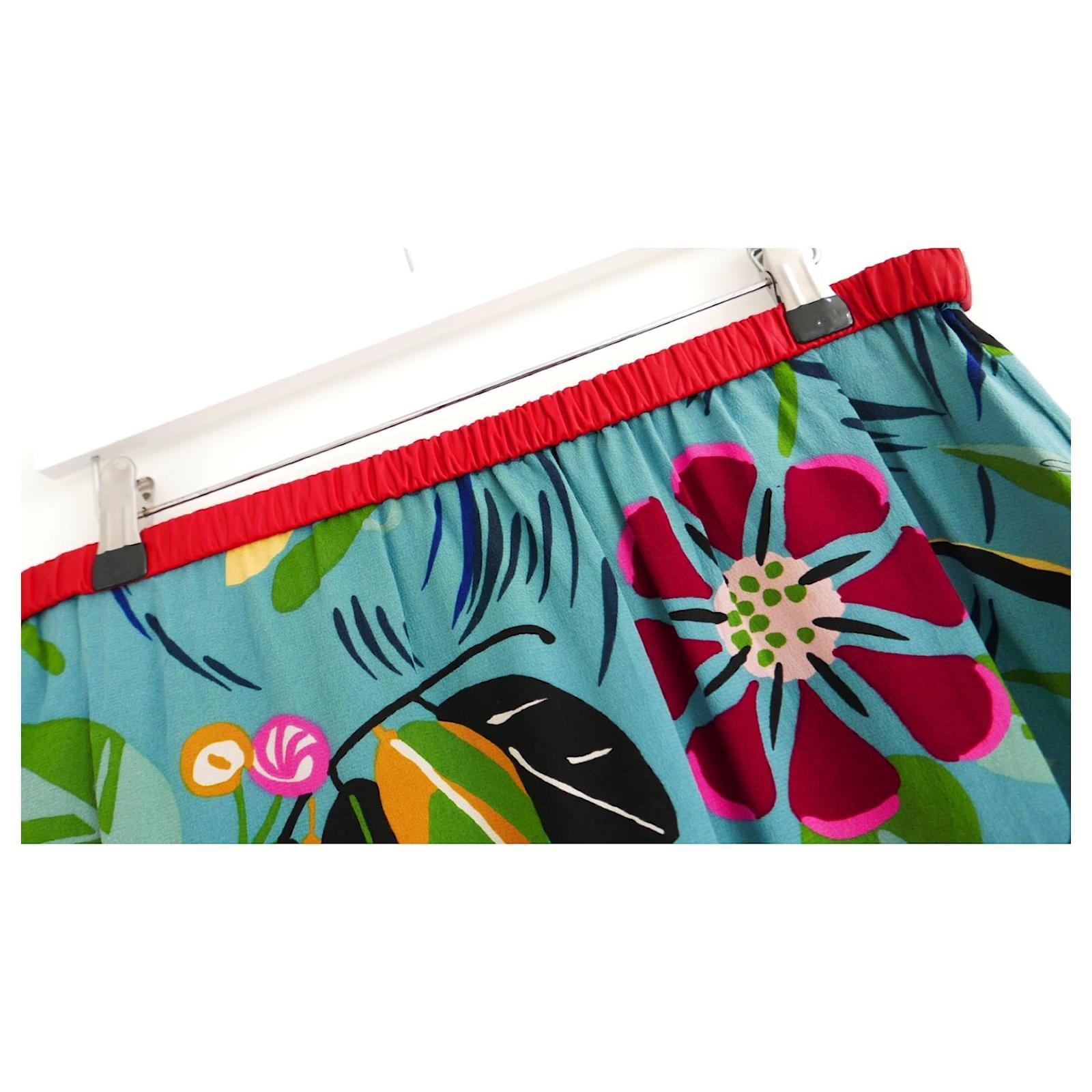 Gray Gucci x Tom Ford SS99 Exotic Floral Silk & Leather Skirt For Sale