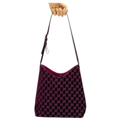 Gucci x Tom Ford Vintage 1997 GG Monogram Velvet Bag in Plum