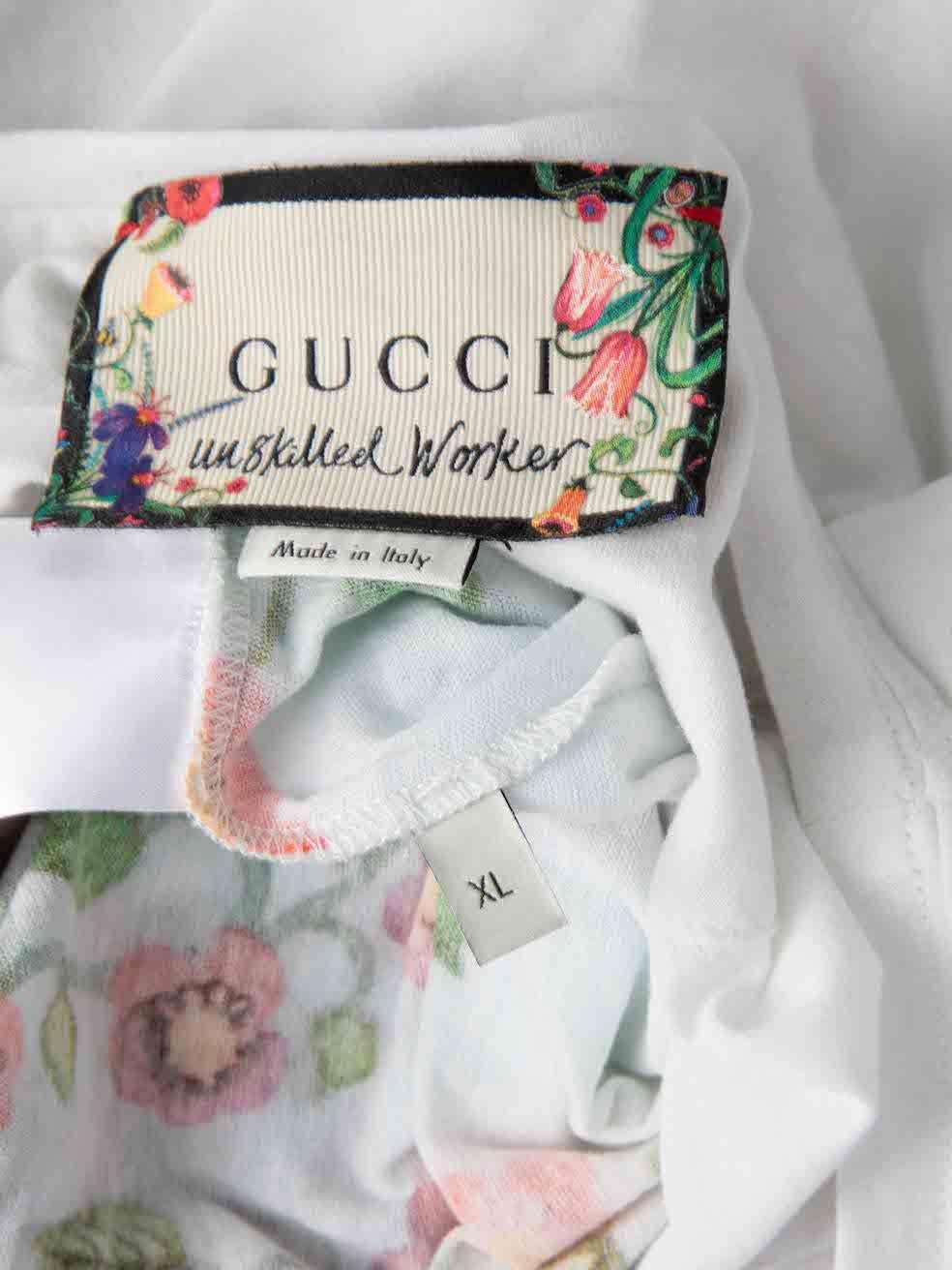 Gucci x Unskilled Worker White Graphic Print T-Shirt Size XL In Good Condition In London, GB