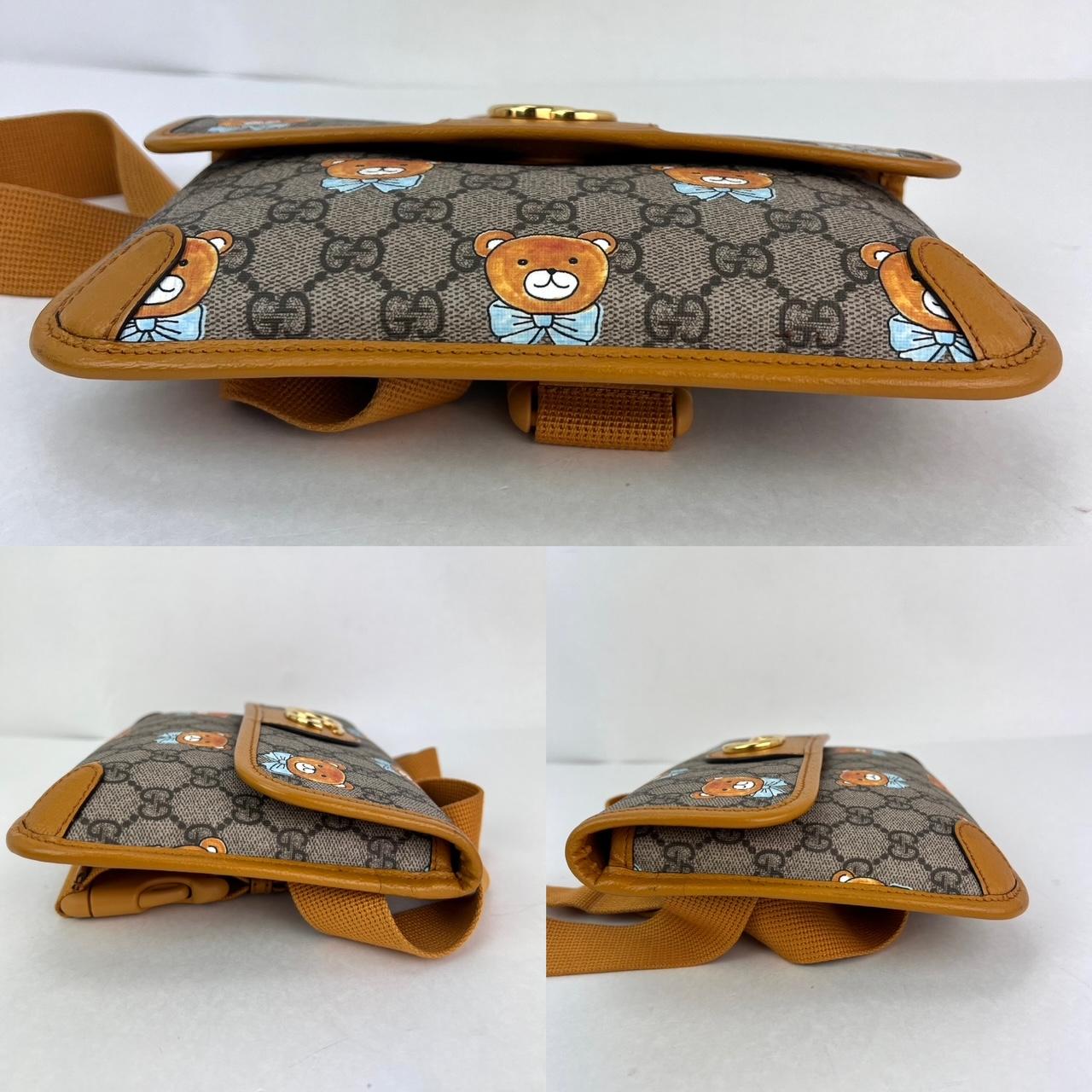 Brown Gucci XKai GG Supreme Slim Vintage Sun Oil Bear Belt Sling Bag For Sale