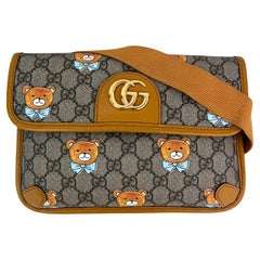 Gucci XKai GG Supreme Slim Vintage Sun Oil Bear Belt Sling Bag
