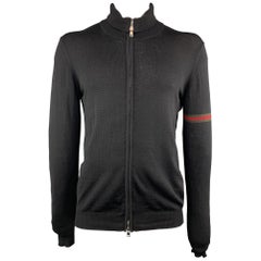 GUCCI XL Black Knitted Wool High Collar Jacket