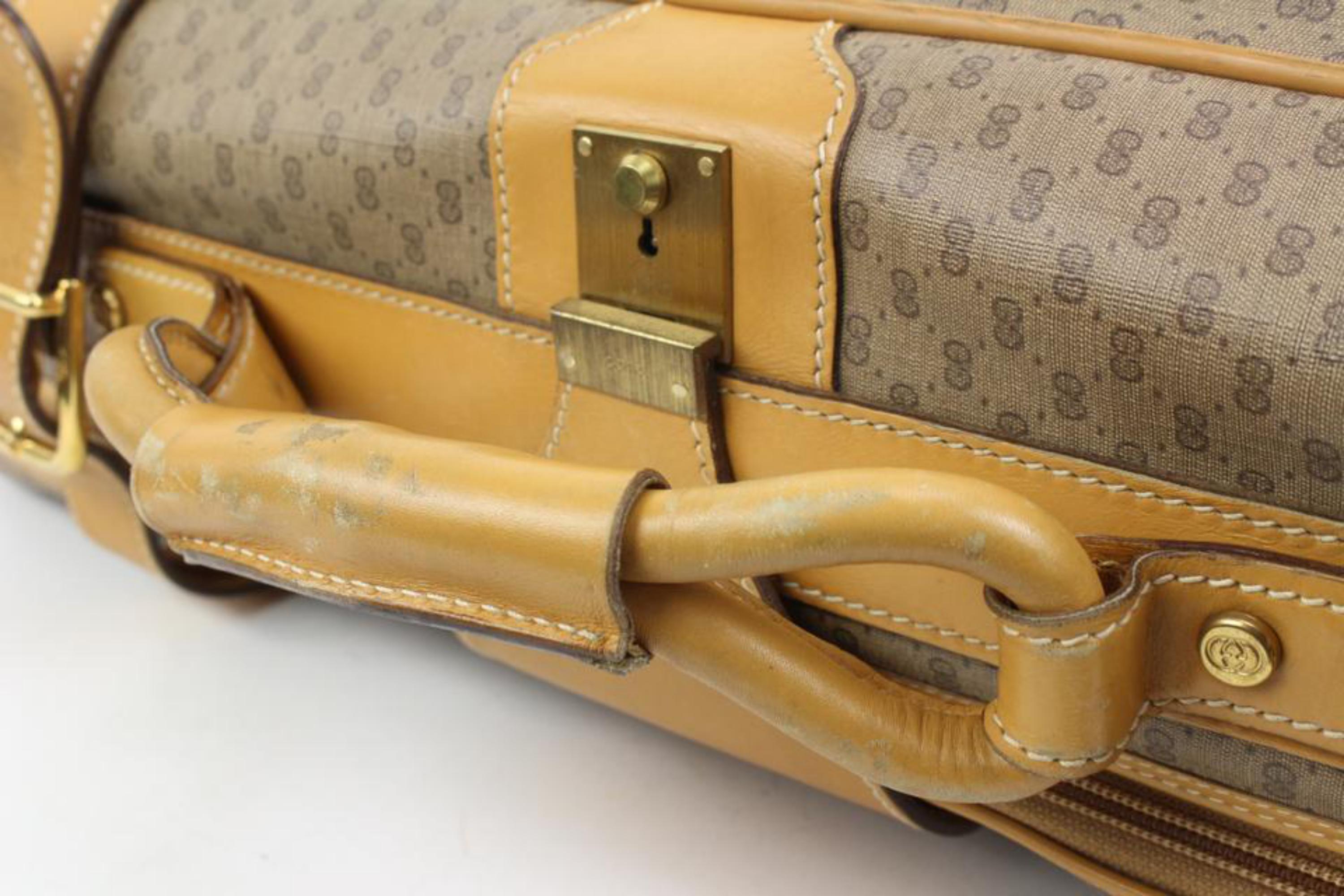 Brown Gucci XL Micro GG Web Suitcase Soft Trunk Luggage 22g321s