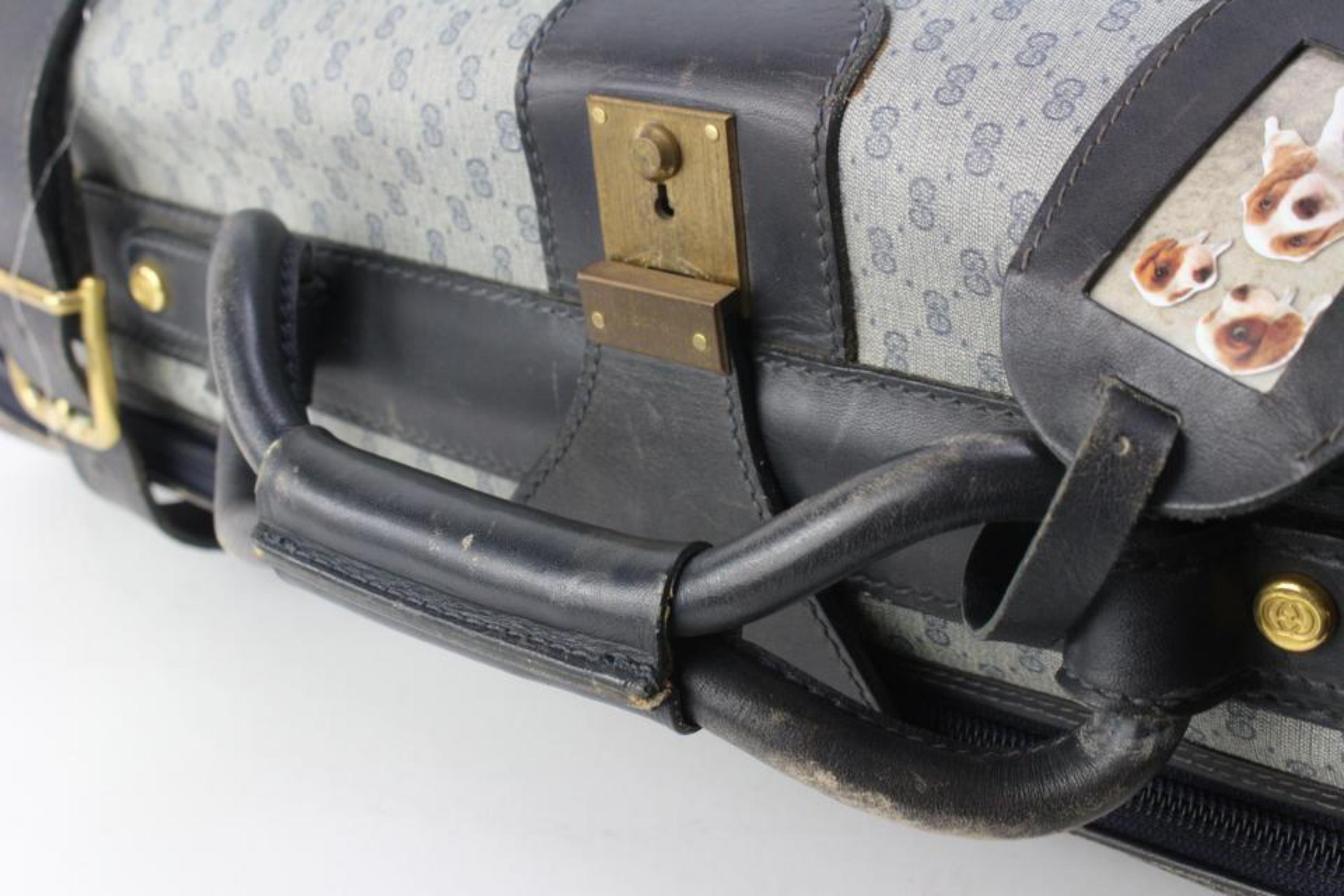 Gucci XL Navy Micro GG Suitcase Luggage 94gz56s For Sale 2
