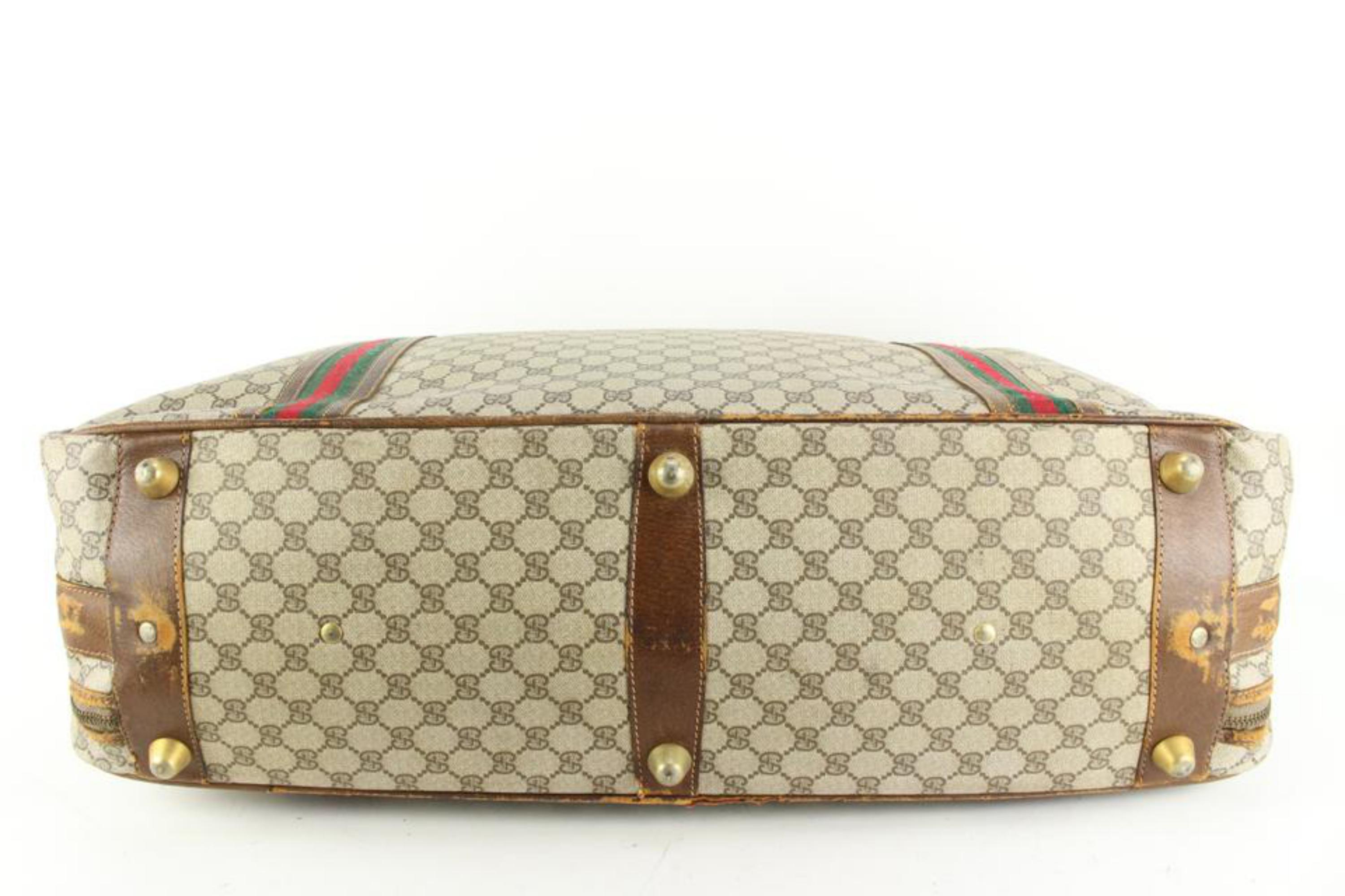Beige Gucci XL Supreme GG Monogram Web Suitcase Luggage Soft Trunk 62gz429 en vente