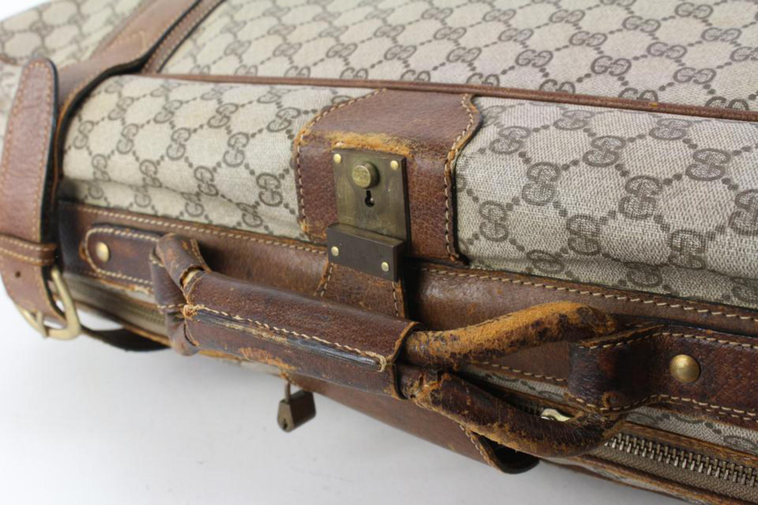 Gucci XL Supreme GG Monogram Web Suitcase Luggage Soft Trunk 62gz429s In Fair Condition For Sale In Dix hills, NY