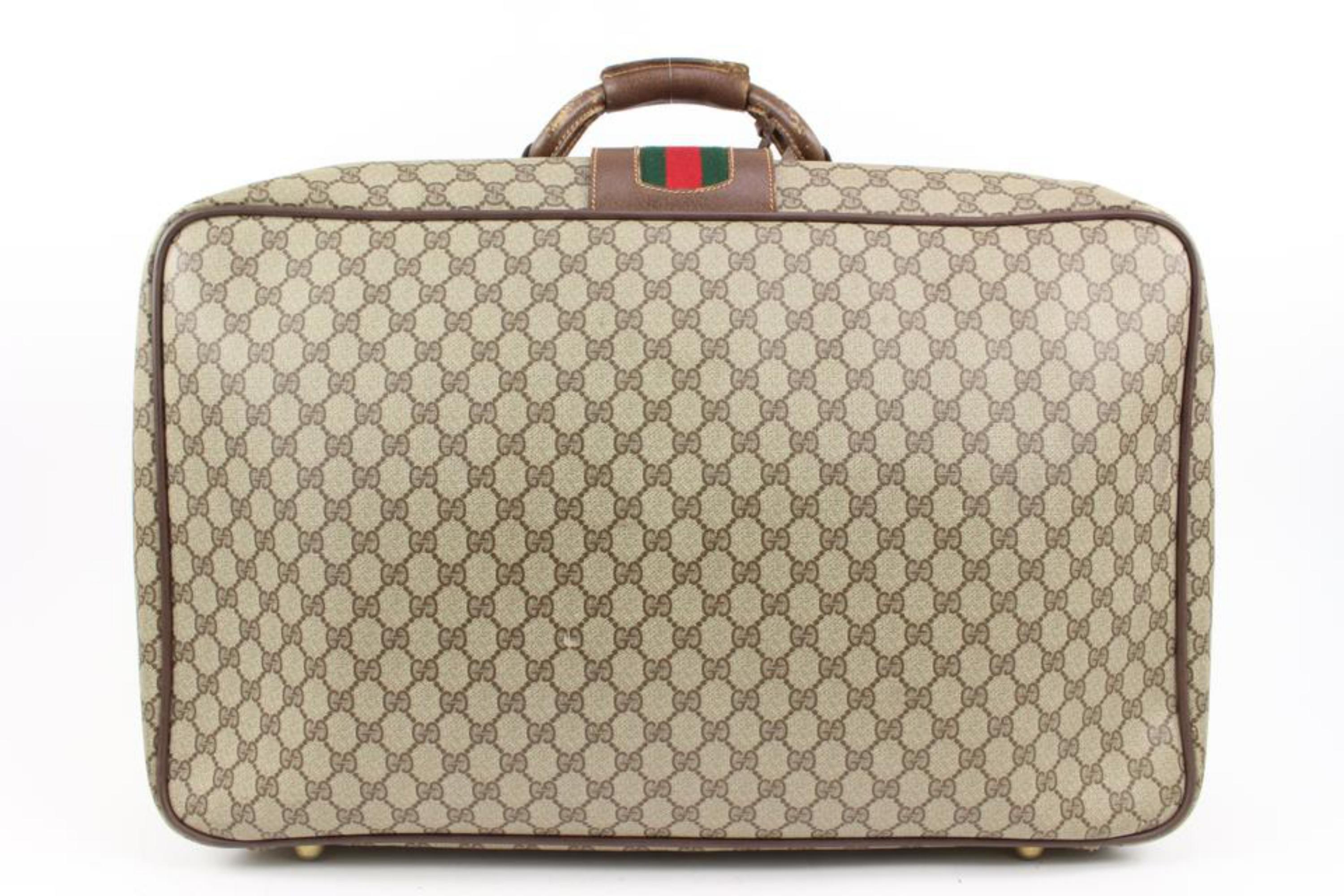 Brown Gucci XL Supreme GG Web Suitcase Soft Trunk Luggage s210g66 For Sale