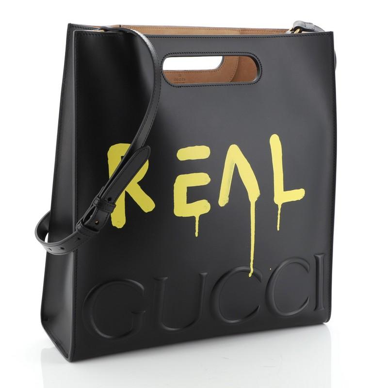 Black Gucci XL Tote GucciGhost Leather Large