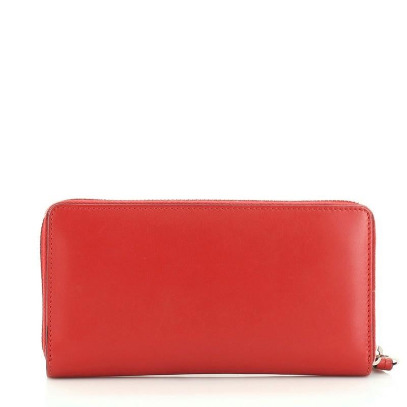 Red Gucci XL Zip Around Wallet Leather