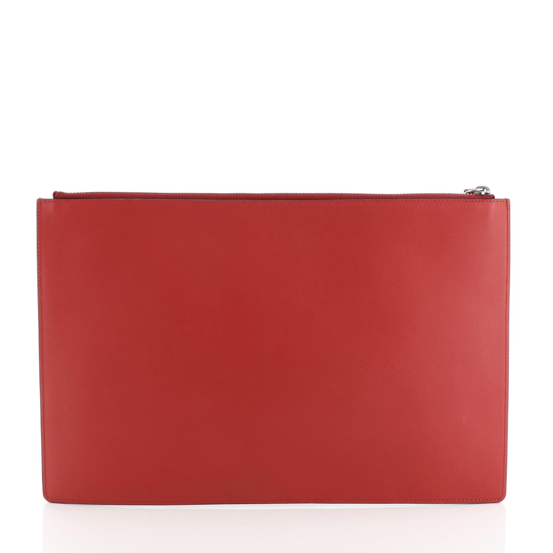 Red Gucci XL Zip Clutch Leather