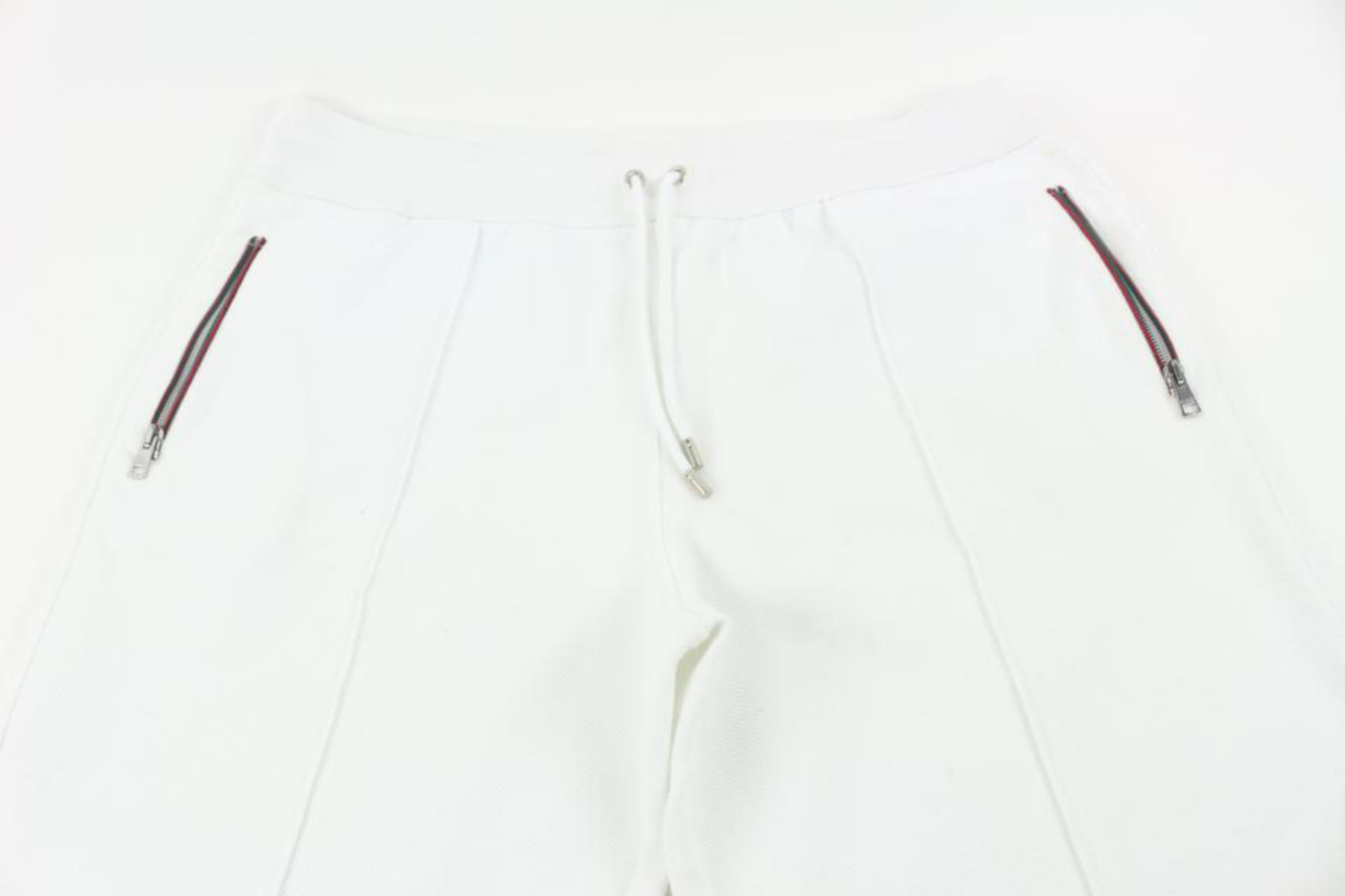 Gucci XXXL White Web Track Pants Jersey Sweat Pants Joggers 120g22 In Good Condition For Sale In Dix hills, NY