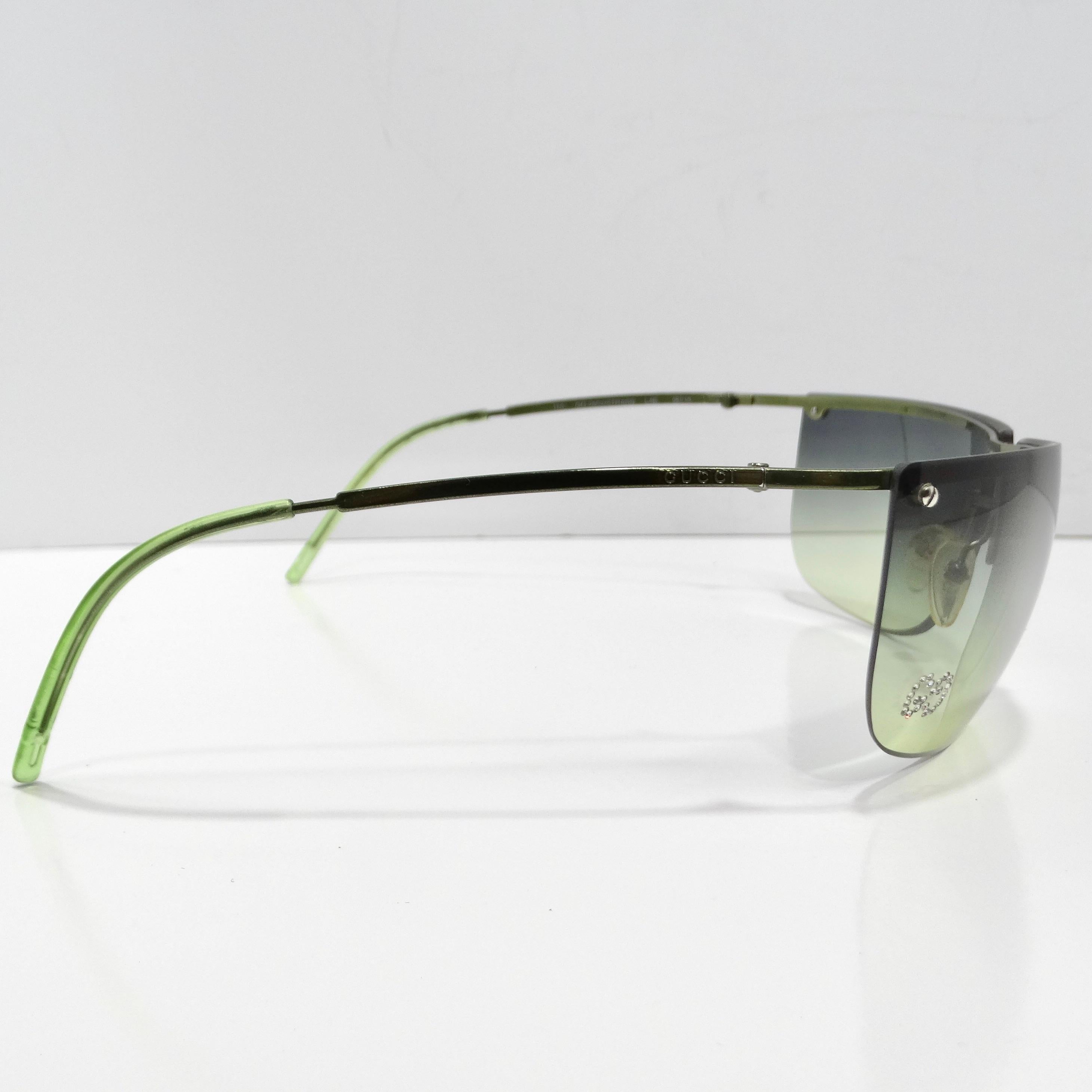 Gucci Y2K Grüne Gradient-Sonnenbrille für Damen oder Herren im Angebot