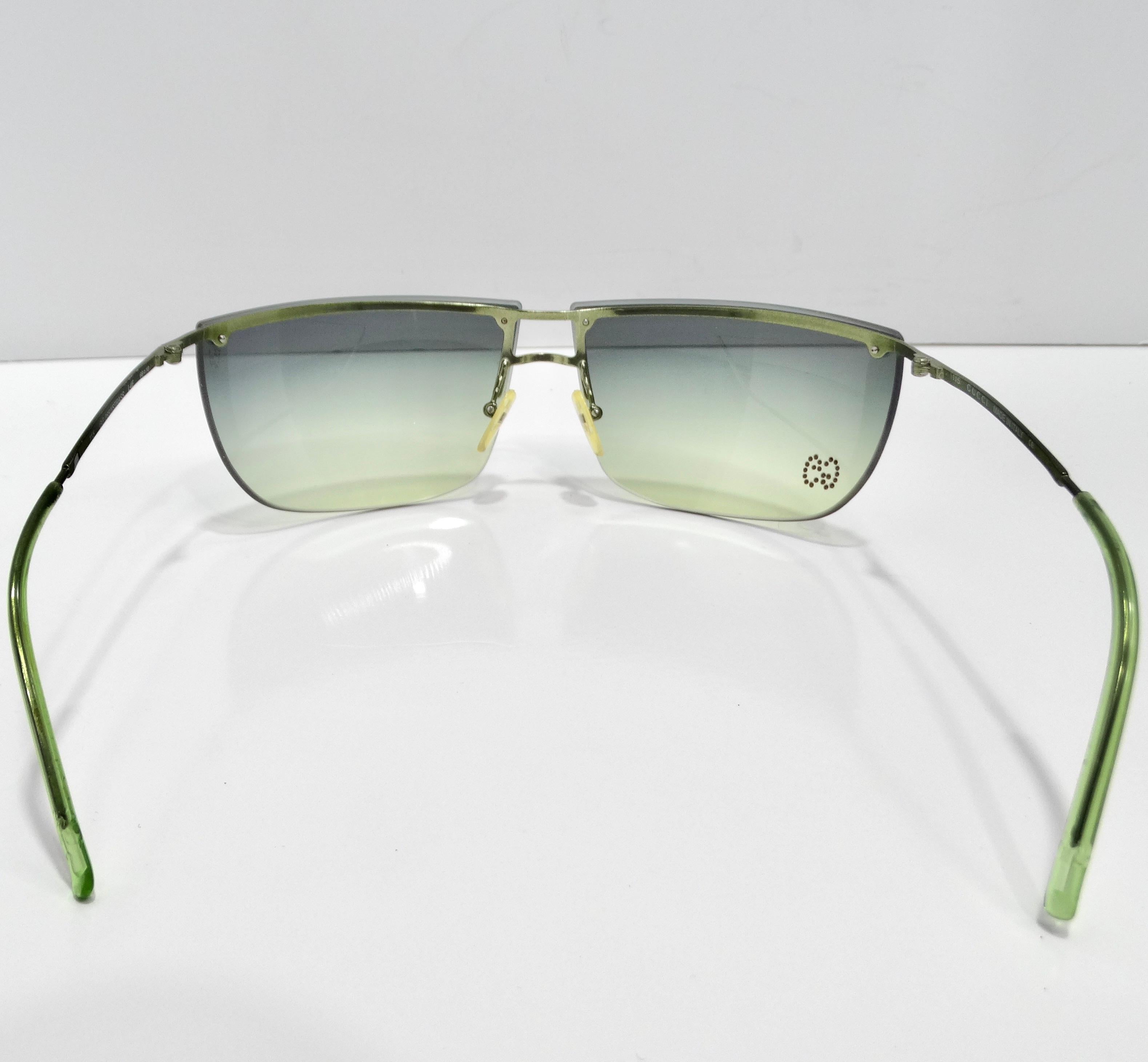 Gucci Y2K Green Gradient Sunglasses For Sale 2