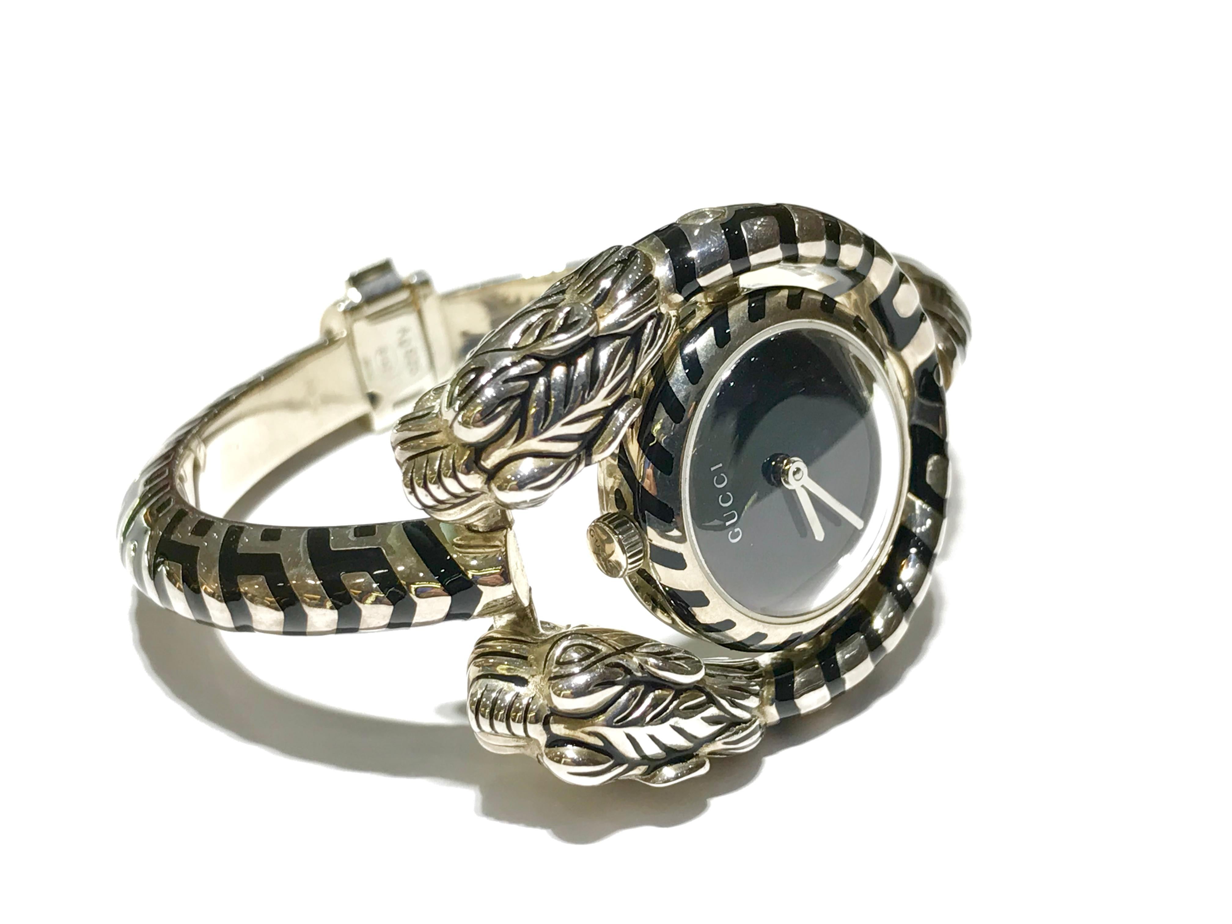 GUCCI YA149501 Dionysus silver watch.
 Gucci Greek God Dionysus Black MOP Tiger Heads Women's Watch
 Quartz Black dial
SILVER