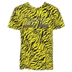 Gucci Yellow and Black Tiger Stripe Print Cotton T-Shirt XS