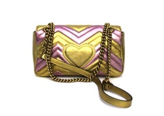 Gucci Yellow and Pink Leather Marmont Limited Edition Bag