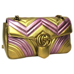 Gucci-Tasche aus gelbem und rosa Leder Marmont Limited Edition