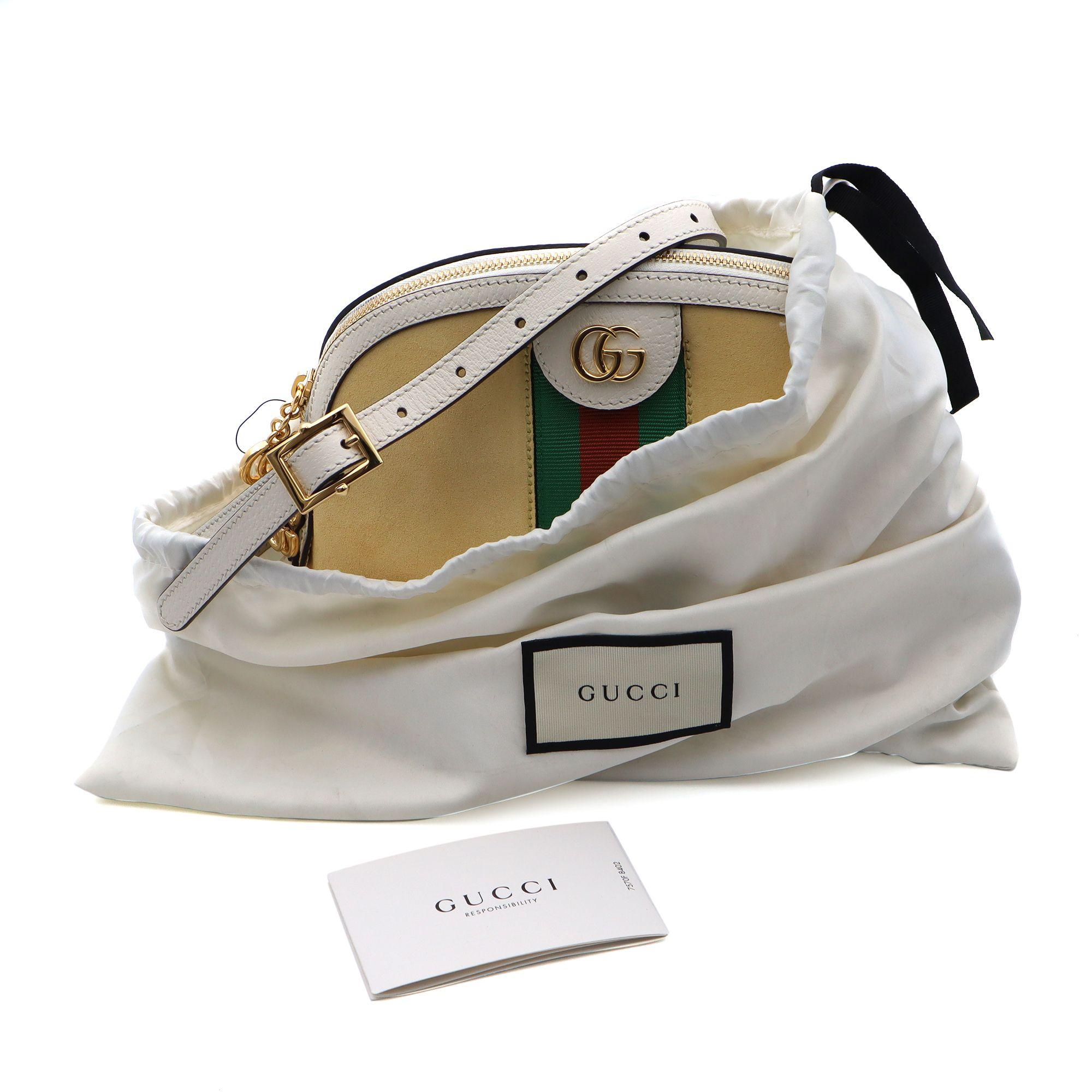 Gucci Yellow and White Small Suede Ophidia Shoulder Bag 499321 4