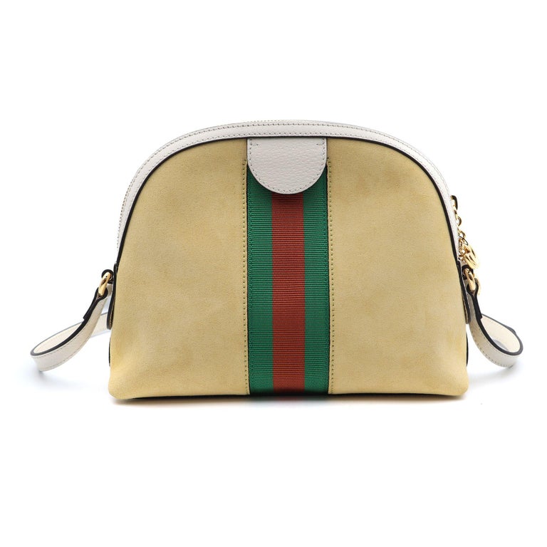 Gucci Yellow and White Small Suede Ophidia Shoulder Bag 499321 at