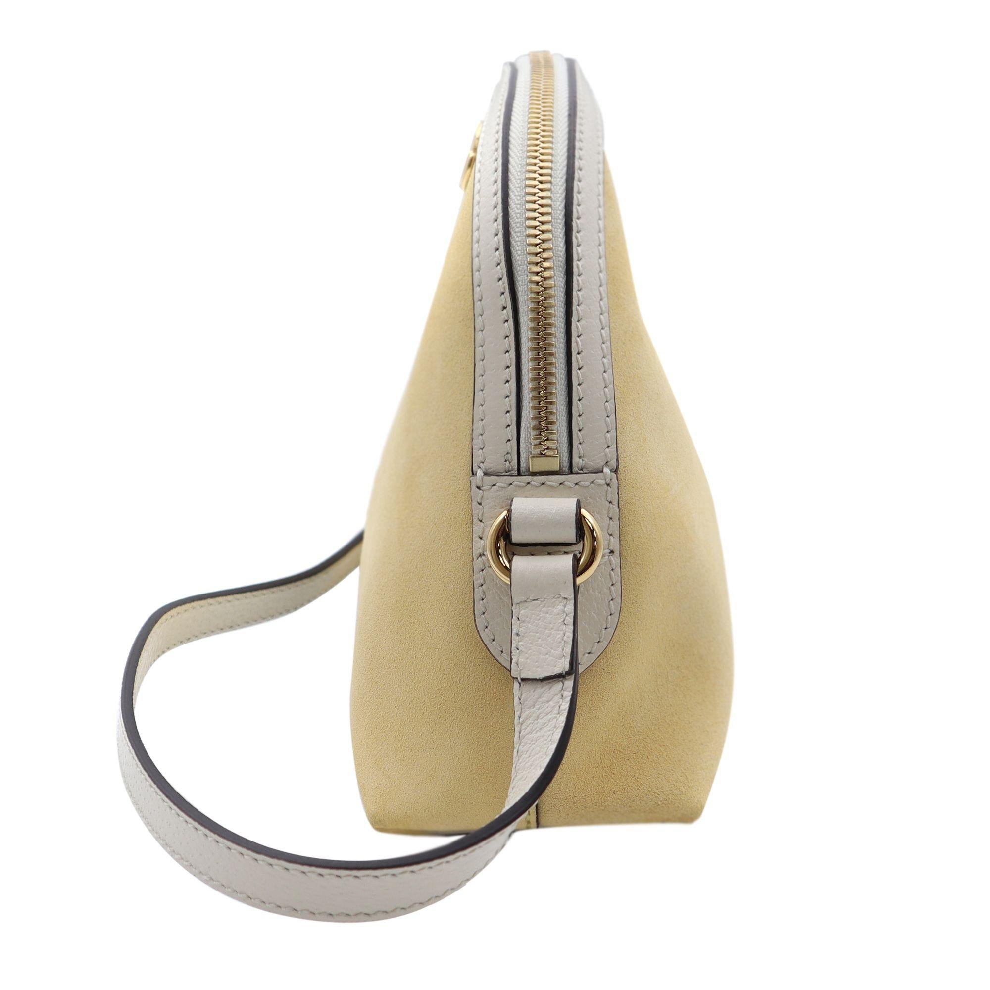 gucci yellow & taupe patterned shoulder bag