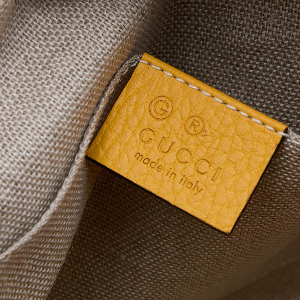 Gucci Yellow/Beige Leather And GG Canvas Bree Camera Shoulder Bag 3