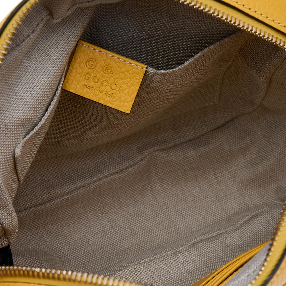 Gucci Yellow/Beige Leather And GG Canvas Bree Camera Shoulder Bag In New Condition In Dubai, Al Qouz 2