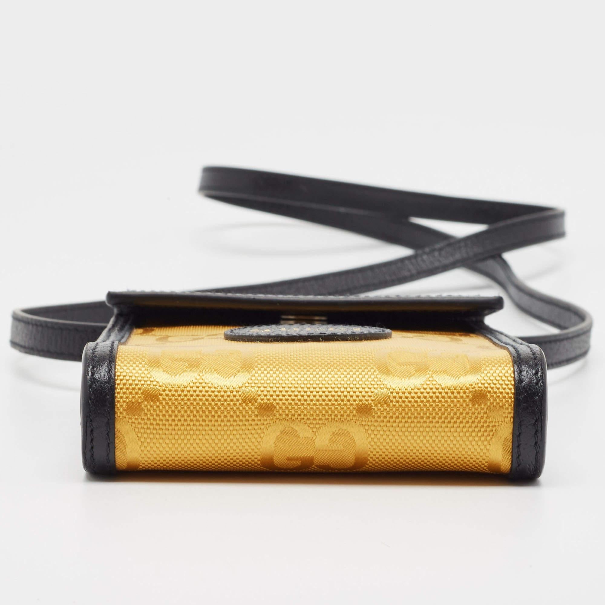 Gucci Yellow/Black GG Nylon and Leather Mini Off The Grid Crossbody Bag 8