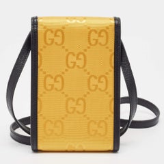 Gucci Yellow/Black GG Nylon and Leather Mini Off The Grid Crossbody Bag