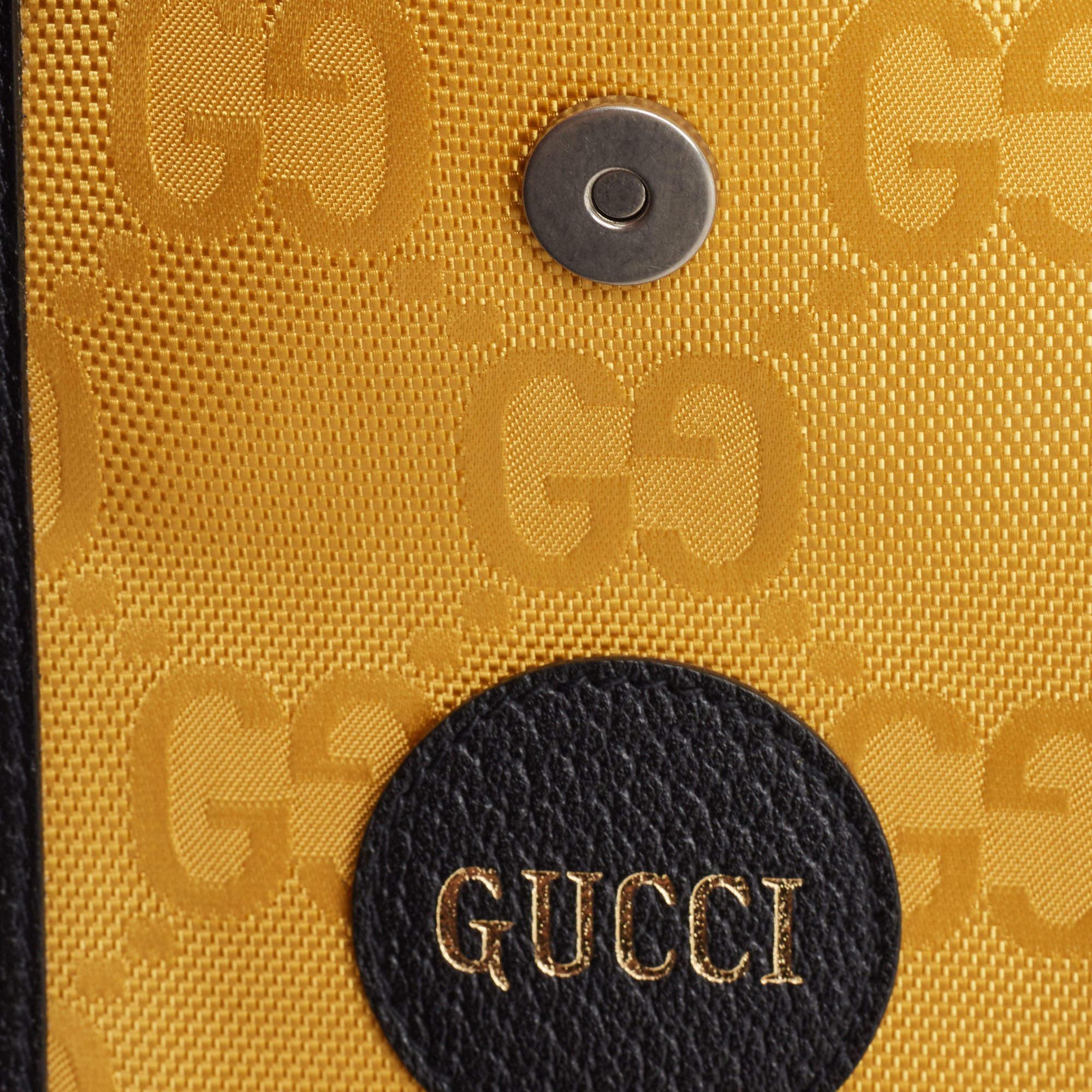 Gucci Yellow/Black GG Nylon and Leather Mini Off The Grid Crossbody Bag For Sale 1