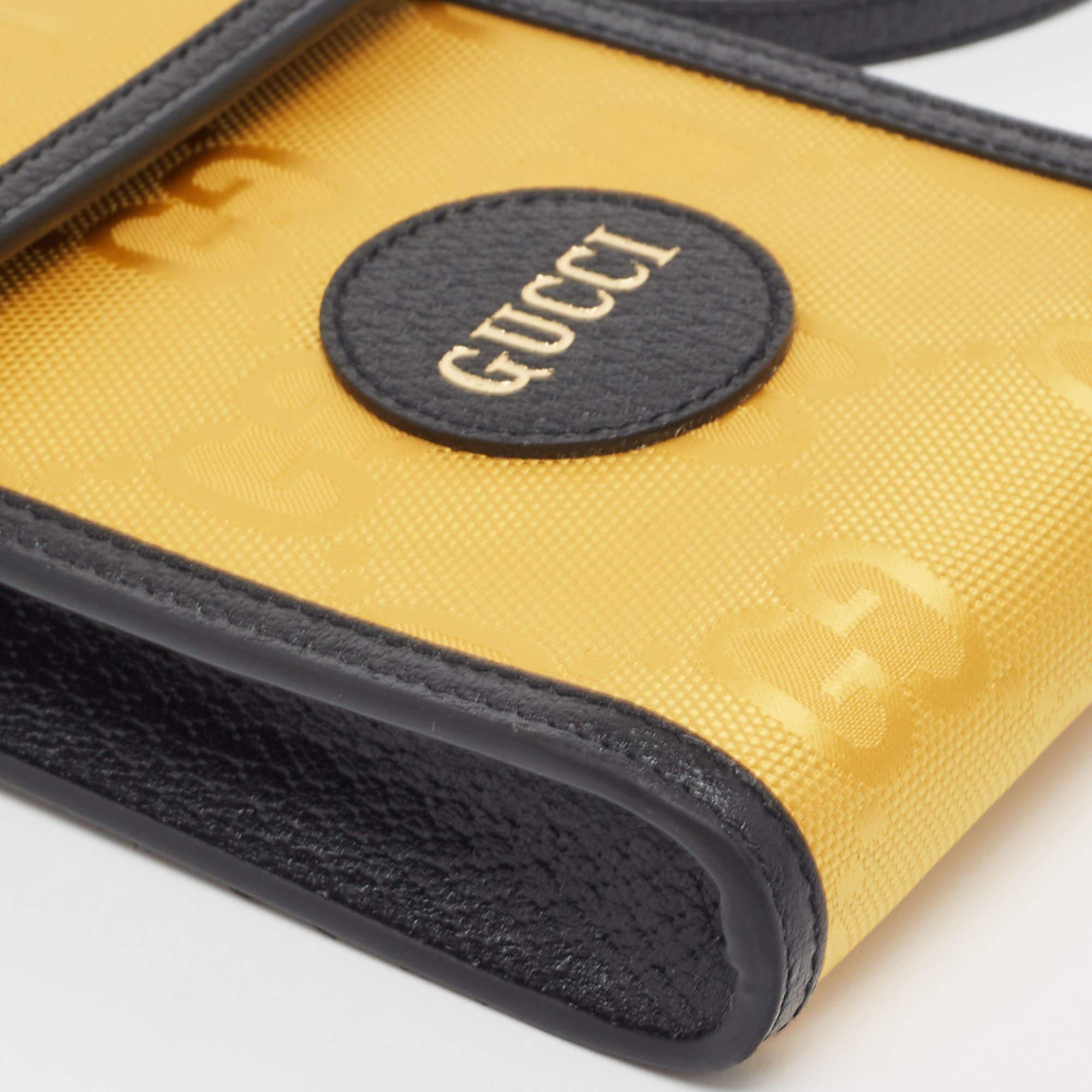 Gucci Yellow/Black GG Nylon and Leather Mini Off The Grid Crossbody Bag For Sale 4