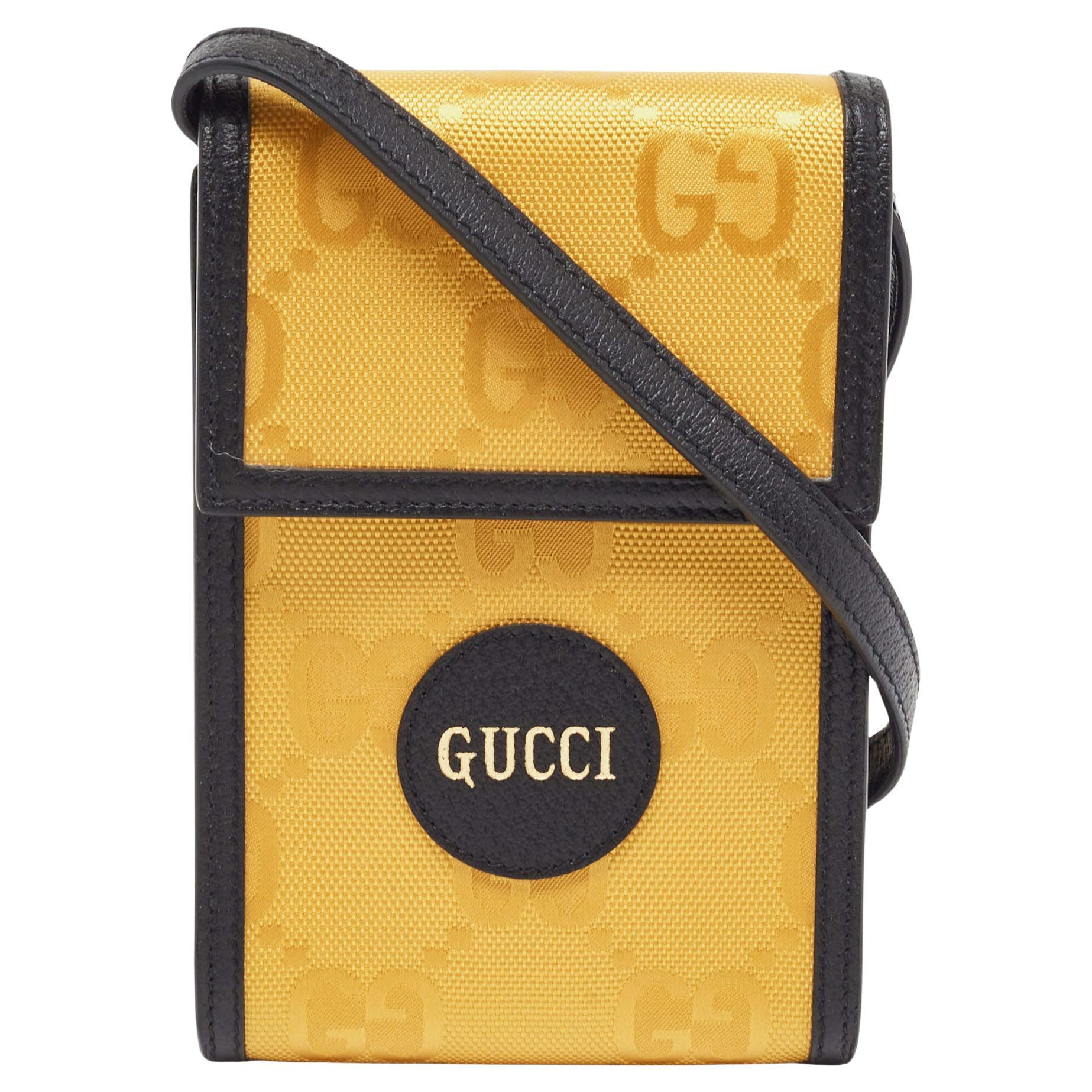 Gucci Yellow/Black GG Nylon and Leather Mini Off The Grid Crossbody Bag For Sale