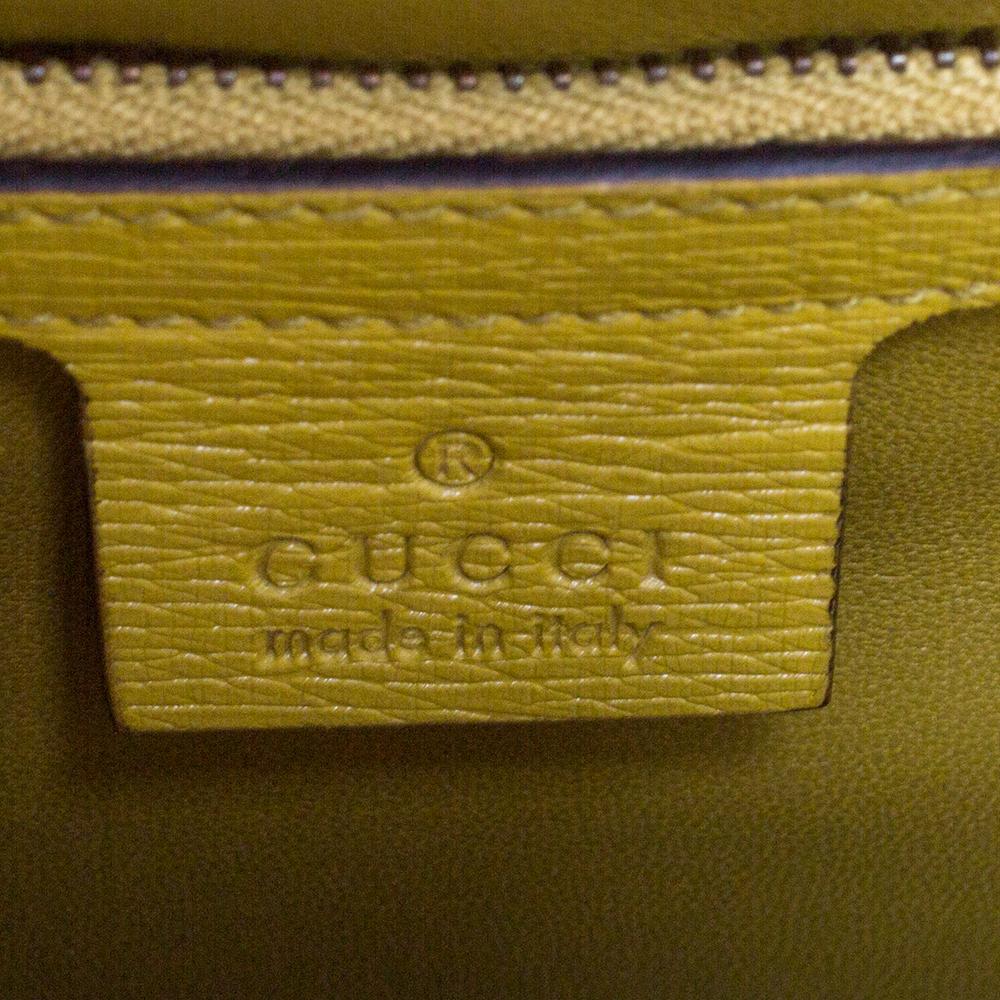 Gucci Yellow/Blue Heart Beat Print Leather Flap Clutch In Good Condition In Dubai, Al Qouz 2