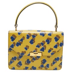 Gucci Borsa Shanghai Heartbeat in pelle giallo/blu con manico superiore