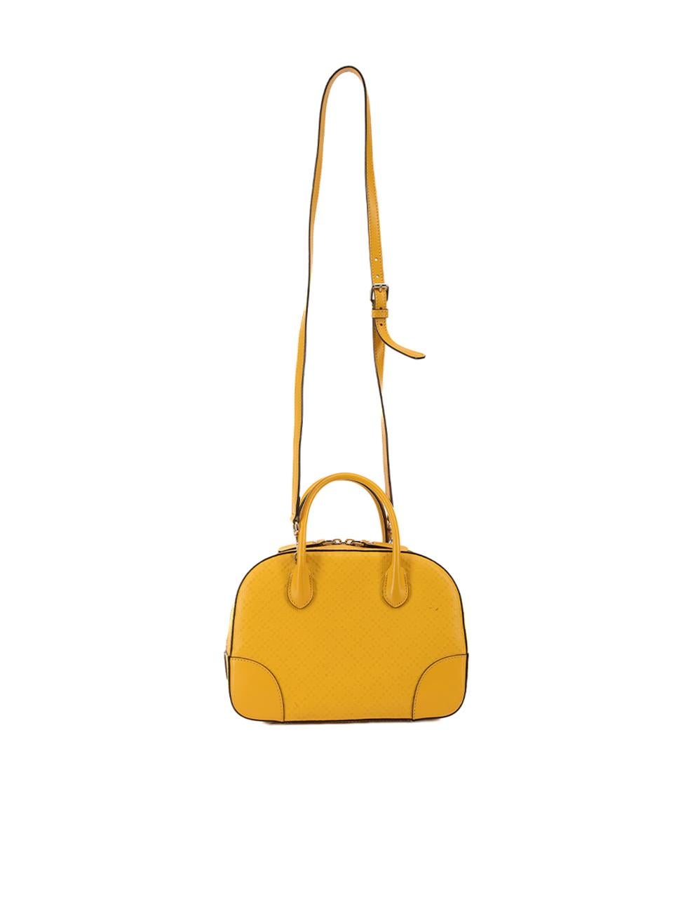 Gucci Yellow Bright Diamante Leather Satchel In Good Condition In London, GB