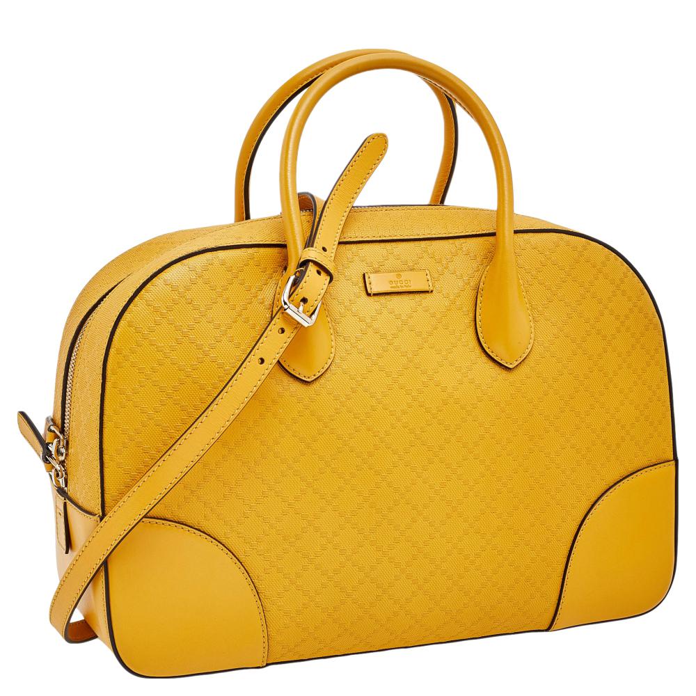 Gucci Yellow Bright Diamante Leather Satchel 2