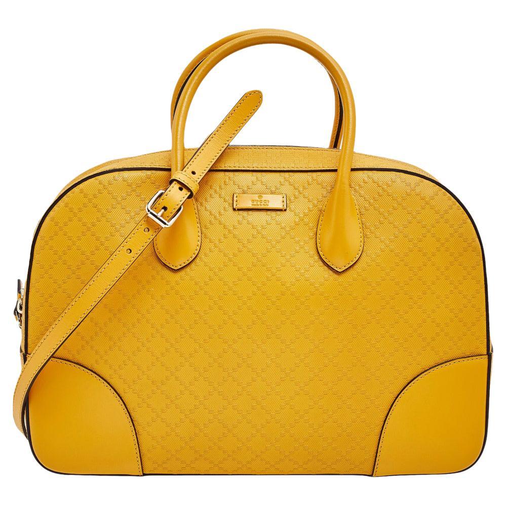 Gucci Yellow Bright Diamante Leather Satchel