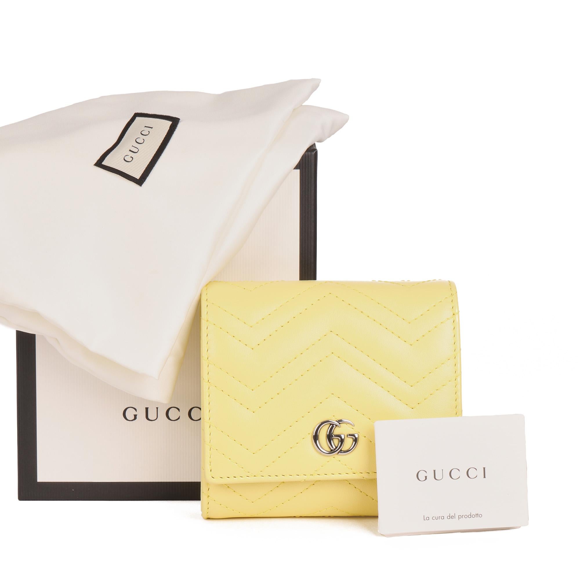 Yellow Gucci YELLOW CALFSKIN LEATHER MARMONT WALLET