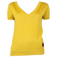 GUCCI yellow cashmere & silk Short Sleeve Sweater S