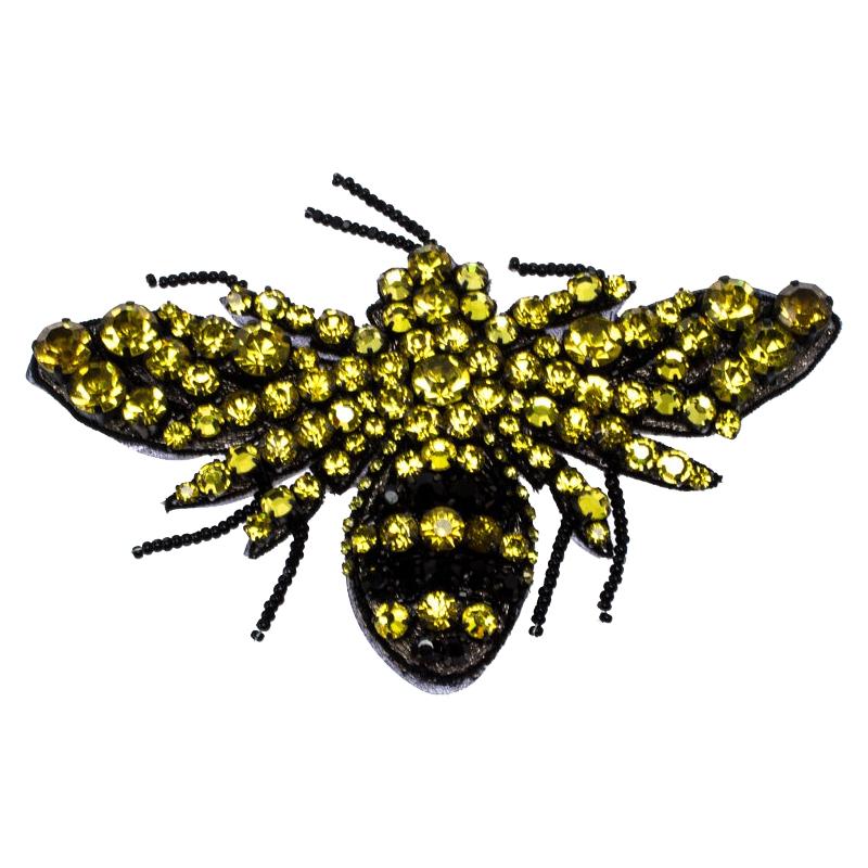 Gucci Yellow Crystal Bead Embellished Bumble Bee Motif Brooch